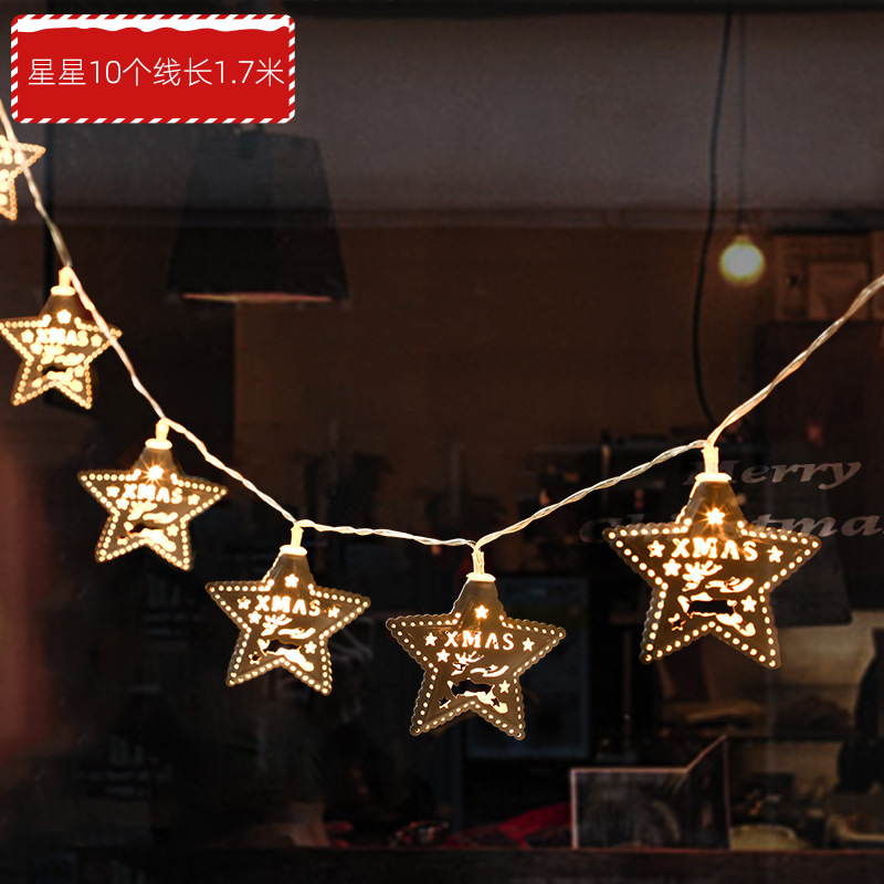 Lámpara de estrella LED Cadena de luz cálida Decoración de jardín Luz de cadena USB Lámpara de Navidad Iluminación de habitación Caja de batería Lámpara de estrella