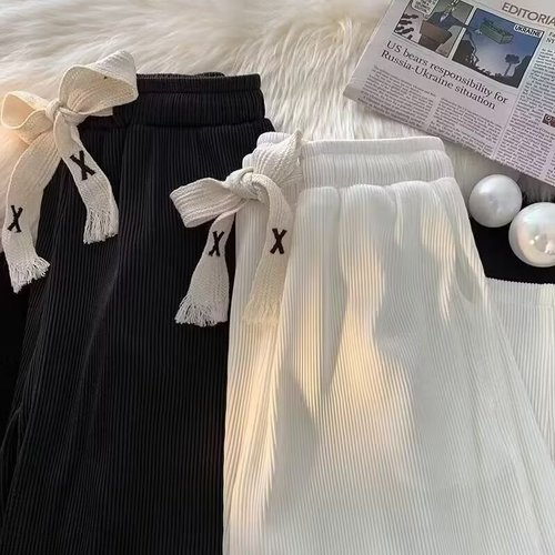 2025 Summer Thin Plain Sheer Loose Wide Leg Straight Tube Pants High Waist Slimming Casual Floor-Length Pants