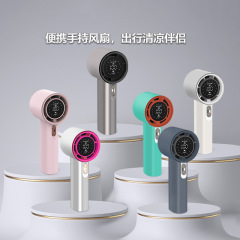 东南亚爆款F01手持高速风扇 100档暴力数显USB充电户外迷你风扇
