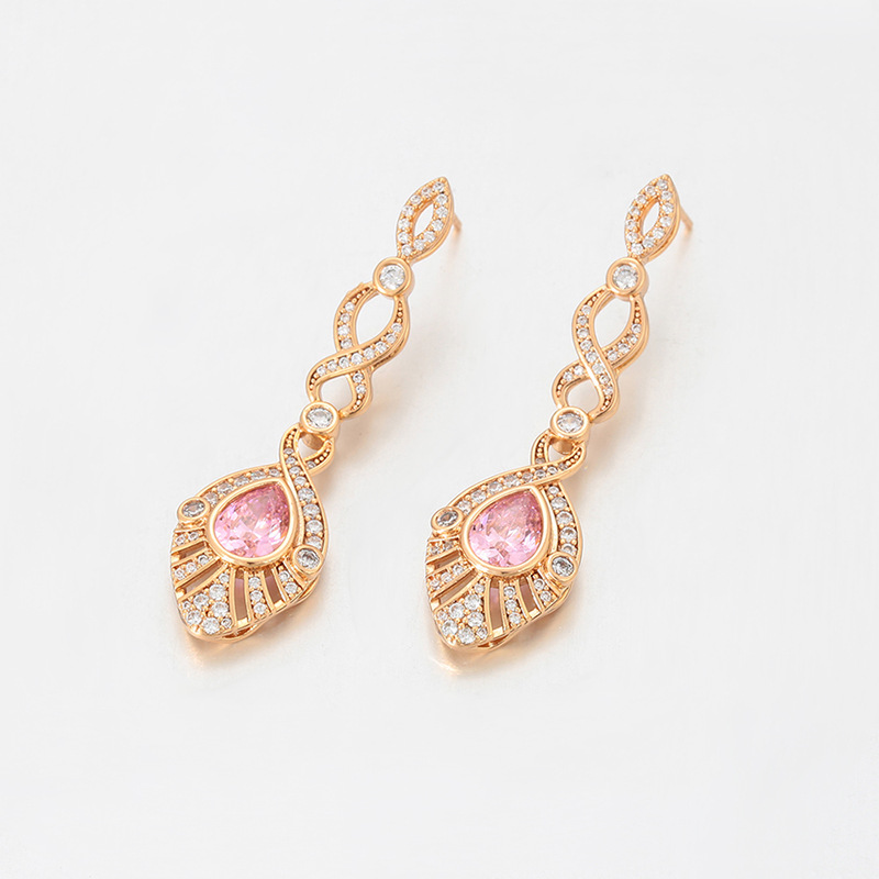 Xuping Caibao serie de aretes de gota de agua ligero lujo temperamento pendientes de cobre aleación de aretes de viento retro al por mayor mujeres
