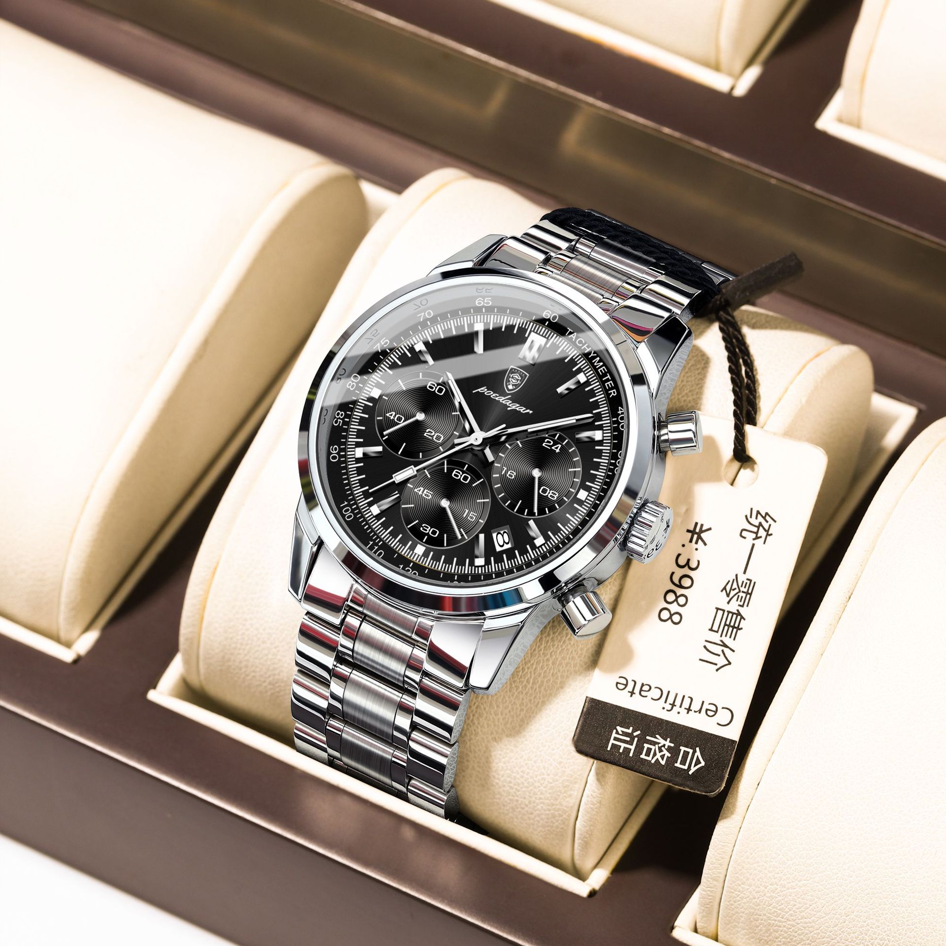 Nueva marca suiza, reloj de acero para hombre, reloj de cuarzo multifuncional, transmisión en vivo, estilo explosivo de comercio exterior, entrega de una pieza