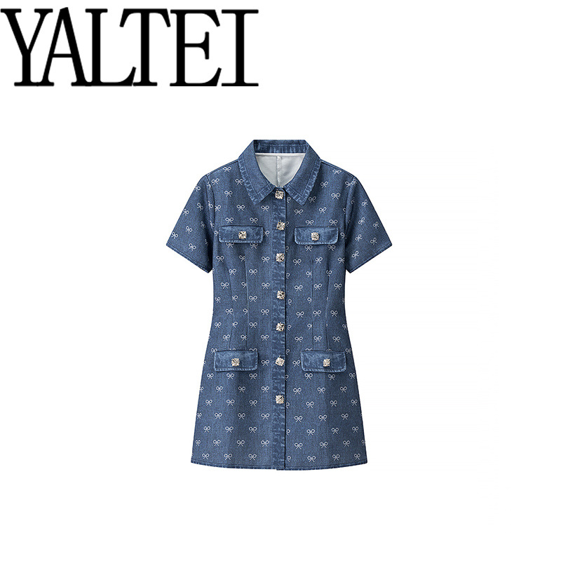 ZAR 春季新款女装欧美风法式时尚设计蝴蝶结短袖连衣裙