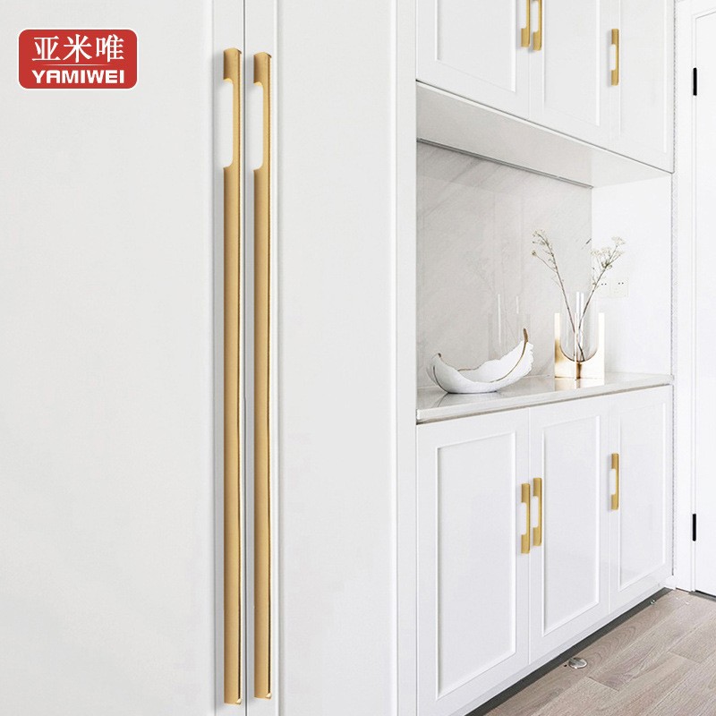 Moderno minimalista bala de aleación de aluminio sólido alargado armario puerta manija oro zapato gabinete negro puerta manija