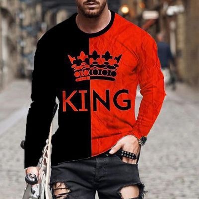 European Station Autumn New Men's Plus Size Long Sleeve T-Shirt 3D Digital Printing Fashion Trend