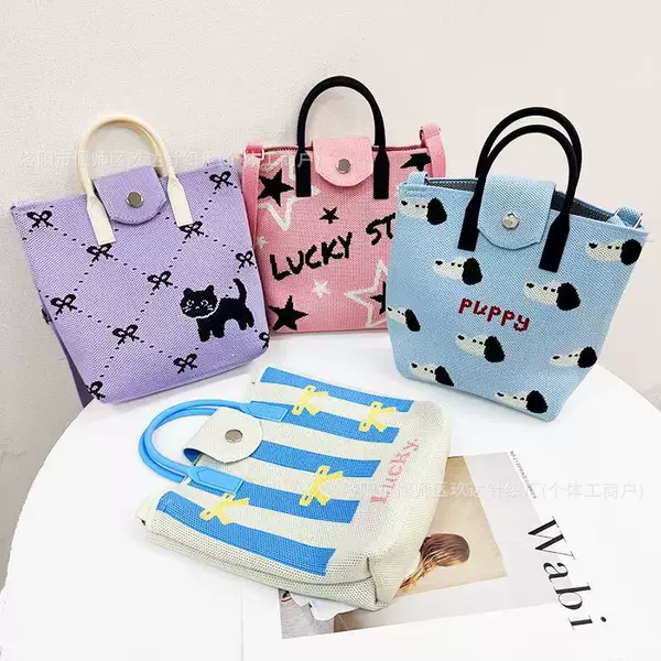 New Fashion Cartoon Knitted Crossbody Bag Light Luxury Handbag Cute New French Internet Celebrity Sweet Shoulder Bag for Women