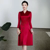 Осенний чонсам, платье для мамы на свадьбу, средней длины