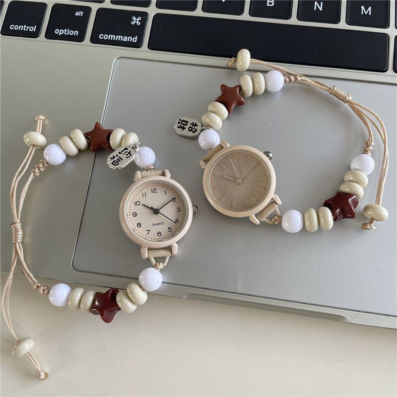Ins Milky Handmade Women's Bracelet Watch Literary and Simple Girl Bestie Watch Niche Student Watch