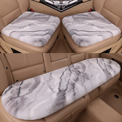 Wool pad: Cross-border winter thickened cow-pattern plush car - marble-gray-three-piece-set