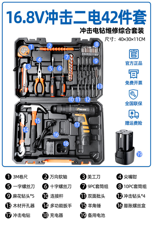 工具箱家用电钻螺丝刀工具套装五金工具大全家庭车载维修电工专用|undefined