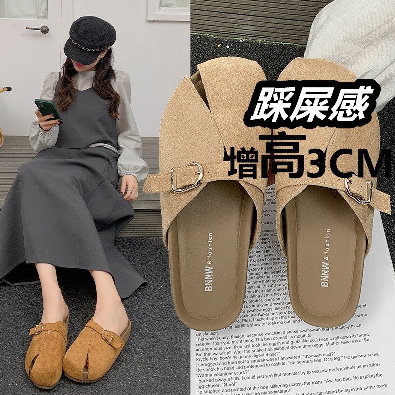 2026 verano hombre perezoso un pie zapatillas retro botones con suela gruesa zapatillas de mujer con cabeza de bolsillo y media zapatillas image 3