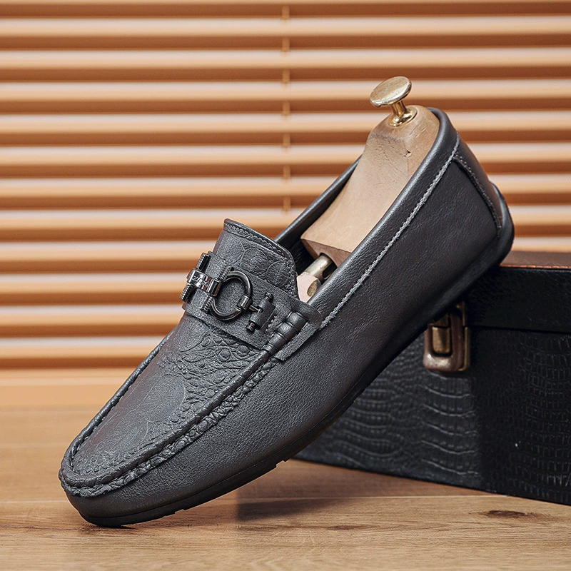 Одна педаль ленивая обувь для вождения обуви мужская летняя повседневная мужская фасоль тенденция кожаные туфли из крокодила в британском стиле