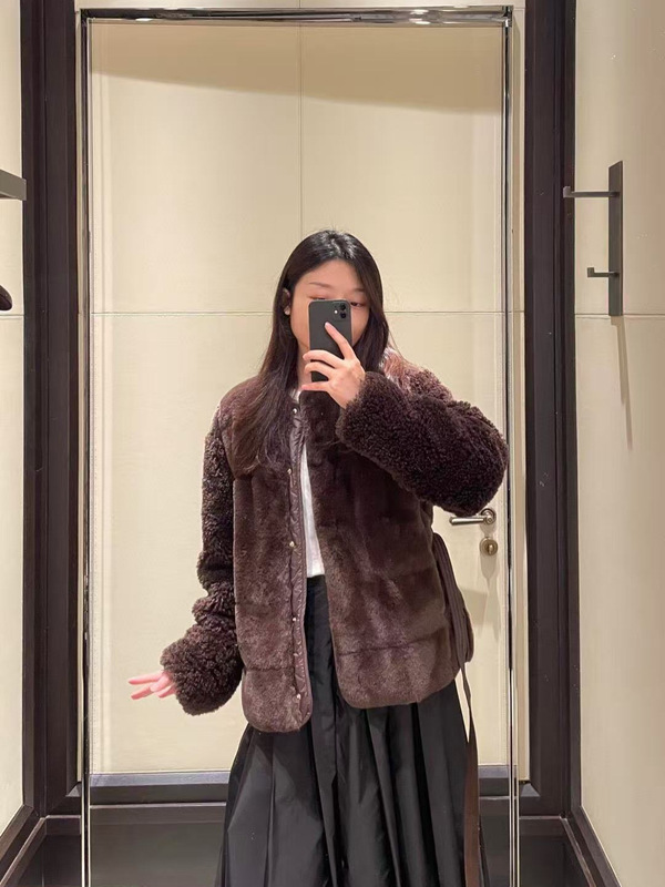 南油女装2025年秋冬Mon*新款保暖泰迪绒绑结腰带夹克羽绒服外套女|undefined