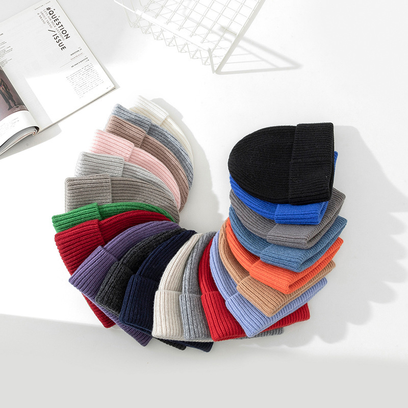 欧米の秋冬の冷たい帽子wool beanieの大きい頭の周りは厚い男女の帽子の純粋なウールのニットの帽子の越境の現物を覆います。|undefined