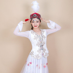 新疆舞踊衣装 女用ベスト ウイグル族 スクエアダンス 刺繍入りベスト マキタスカーファン エスニック風 女性用金糸ベルベット