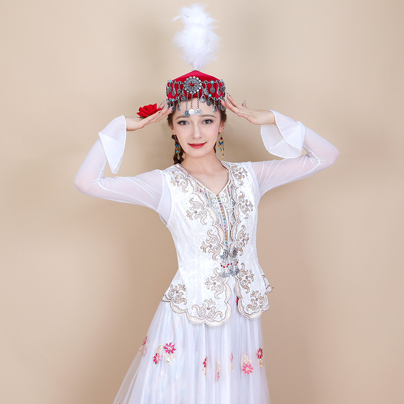 新疆舞踊衣装 女用ベスト ウイグル族 スクエアダンス 刺繍入りベスト マキタスカーファン エスニック風 女性用金糸ベルベット|undefined