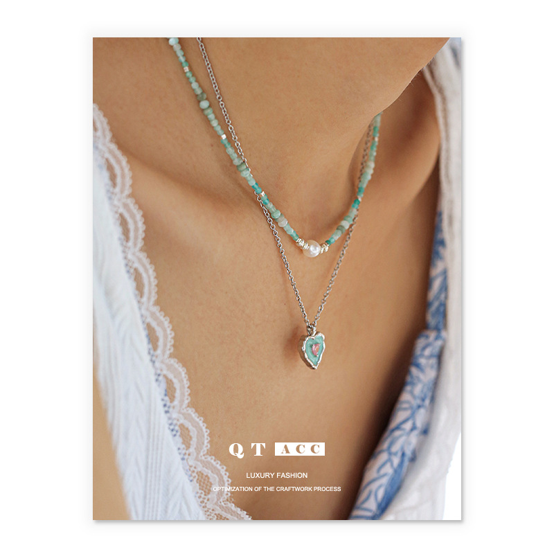 925 de plata japonesa y coreana simple moda nicho ins estilo Piedra Natural real perla roto collar de cuentas de plata para las mujeres