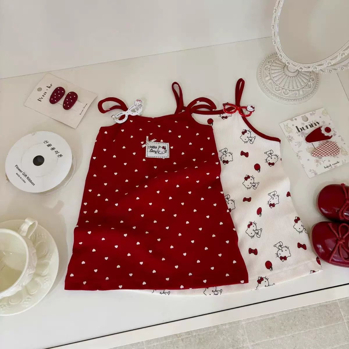 女童kt猫吊带裙女宝宝连衣裙韩版夏季新款童装儿童背心裙子薄款潮