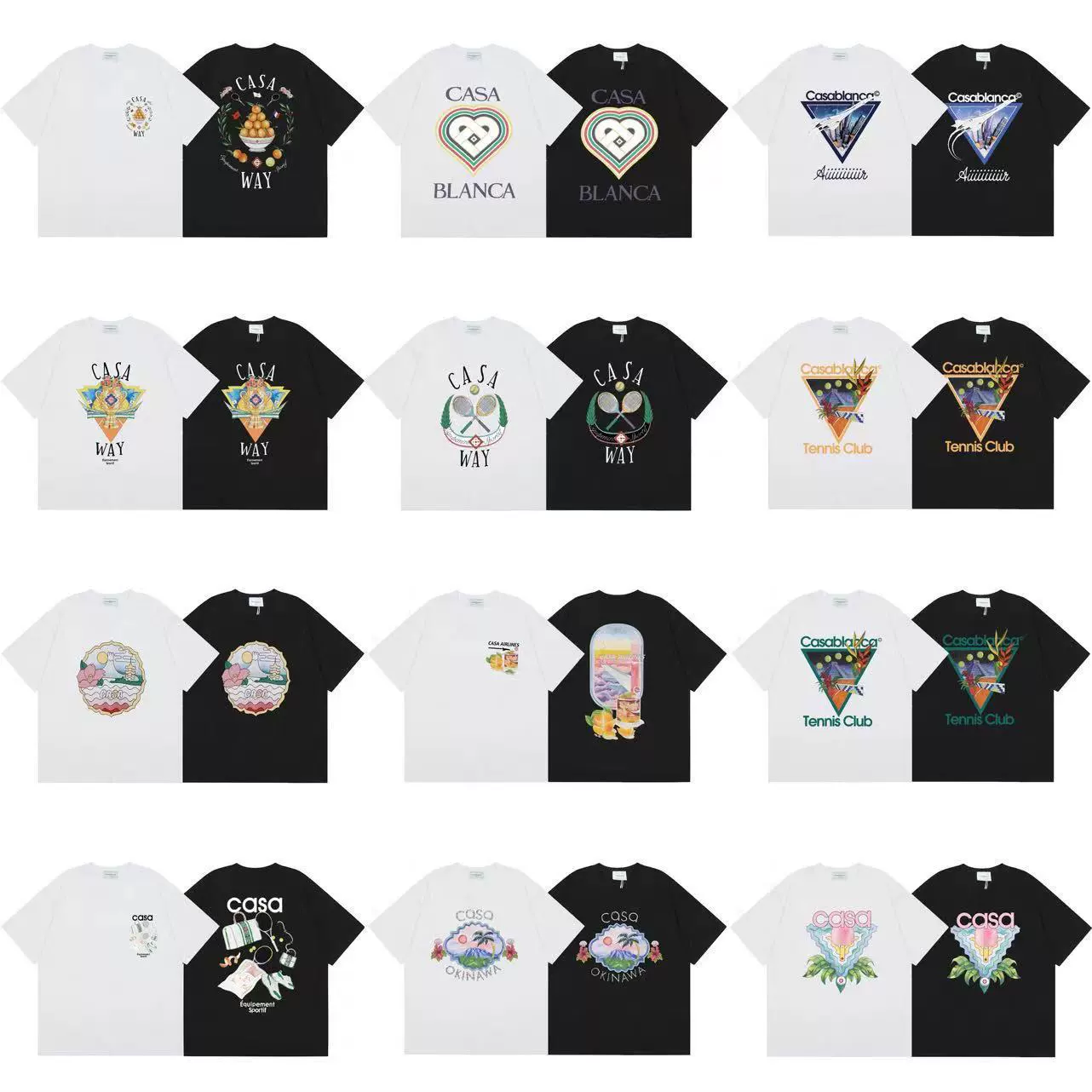 24 весенне-летних новых корта Casablanca Tennis Club с буквенным принтом CASA star в одном стиле с короткими рукавами