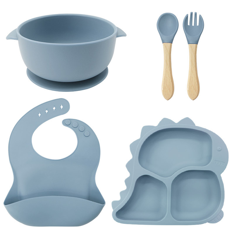 Baby Products Factory Vajilla para bebés Juego de vajilla de silicona para recién nacidos Juego de vajilla para niños de dibujos animados Juego de complementos alimenticios