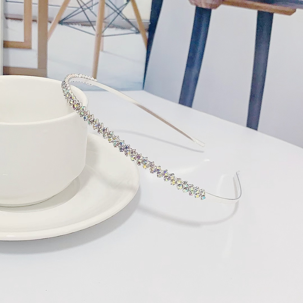 Corea del Sur elegante encantadora chica rhinestone tocado versátil fuera dulce diadema femenina simple elegante Internet celebridad horquilla