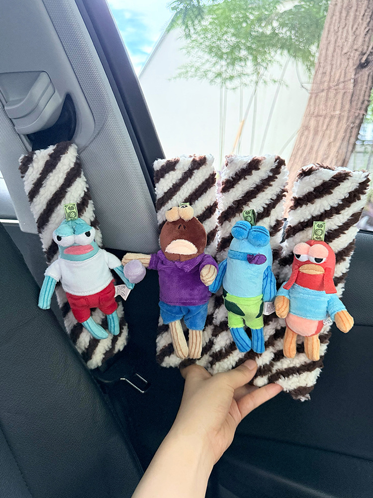 Spongebob Squarepants Bikini Bottom Residents Car Seat Shoulder Protector Plush Doll Seatbelt Decoration Anti-Strangle Imitation Shoulder Pad