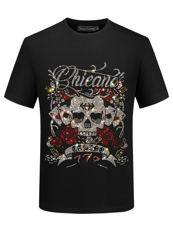 Men's silk trend T-shirt, with short sleeve, Collection Year 2025, plus size