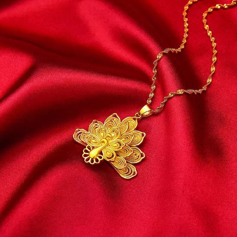 ベトナム産砂金女性用ネックレスジュエリー金メッキ花蝶ペンダント鎖骨チェーンメーカー卸売花ペンダント|undefined