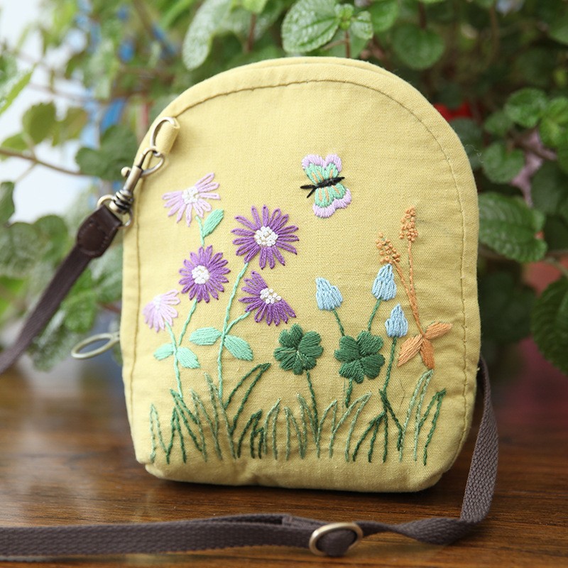 Jinhao bordado hecho a mano DIY material bolsa tela bordada mensajero bolsa de almacenamiento de producción creativa bolsa de cosméticos