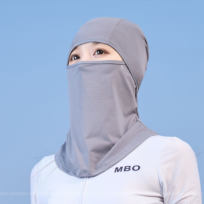 女性用フルフェイス日焼け止め帽子、夏の屋外サンシェード、抗UVアイスシルクヘッドギア、通気性のある薄いネックマスク|undefined