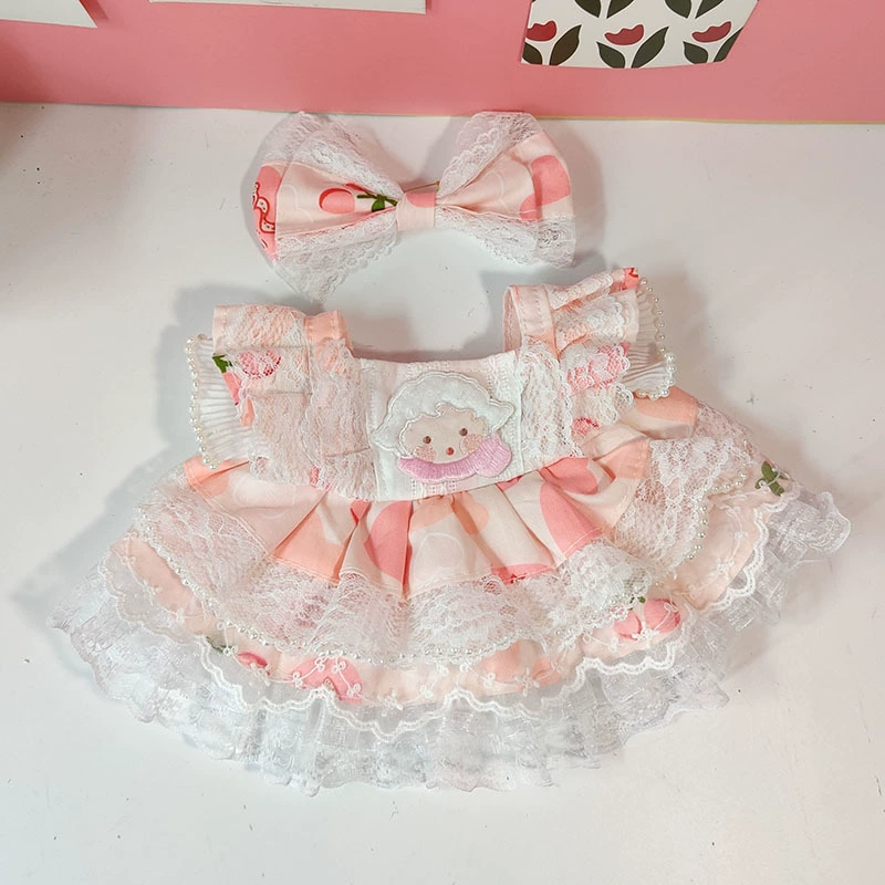 Кукла, платье, юбка, 30 см, с маленькими мишками, детская одежда