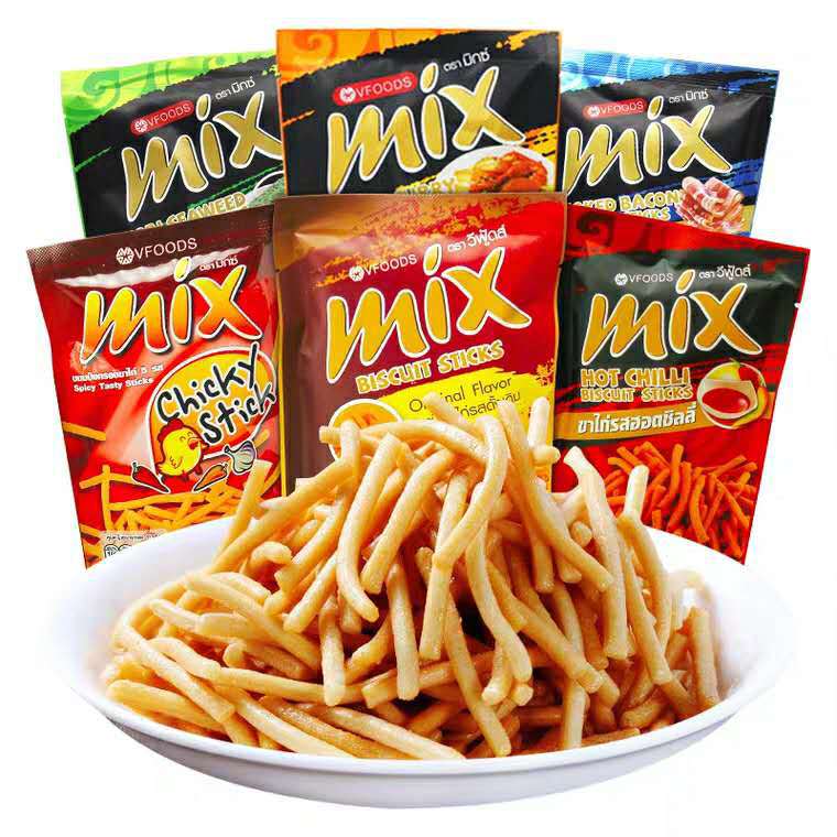 Thai imported VFOODS mix crispy strip puffed nostalgic snack snack original flavor spicy chicken flavor seaweed smoked Thai imported VFOODS mix crispy strip puffed nostalgic snack snack original flavor spicy chicken flavor seaweed smoked