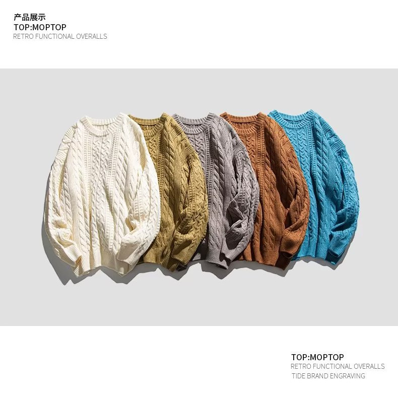 Suéter grueso de color sólido para hombre otoño e invierno 2024 nuevo suéter de punto de cuello redondo suéter coreano para hombre