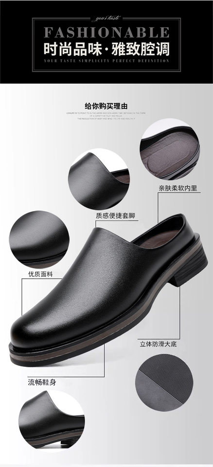 Dép sục da mềm mũi tròn đế dày , bản có lót lông mùa đông — màu nâu, đen, Lông cừu đen, Màu nâu với fleece chi tiết 10
