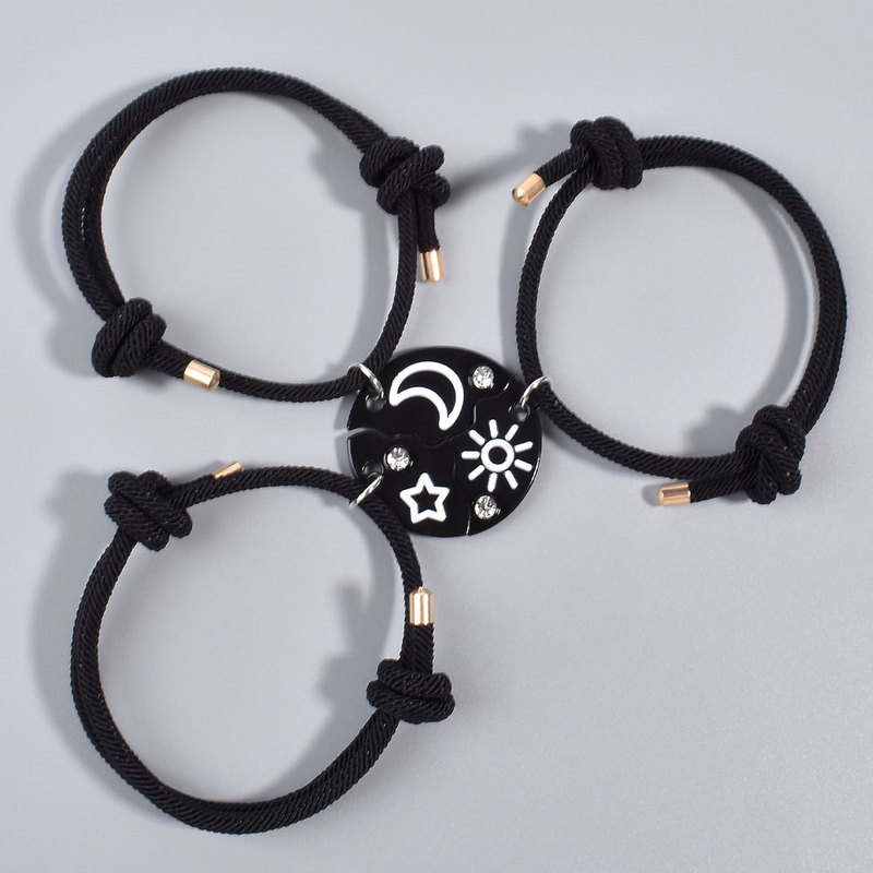 Cross-border New Riyuexing Good Friend Three-person Stitching Bracelet Simple Fashion Girlfriend Friendship Handmade Bracelet