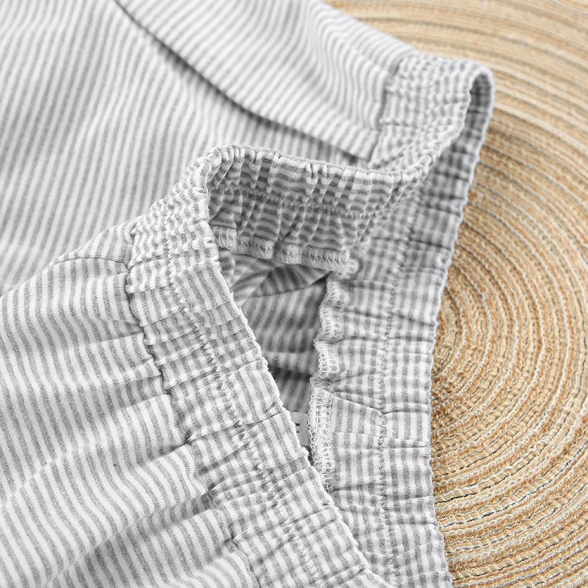 245g Weight Short Sleeve Sleeve Length Pajamas Lingerie Type Pullovers Placket Type Cotton, Polyester Fabric Type Short Top Length Shorts Sets Sets Type 2 Pieces Set Quantity Home Occasion Collarless Neckline Breathable Function Loose Fit Type Stripe Pattern Summer, Spring Season Women's Gender Casual Style Home Women's Casual Stripe Cotton Polyester Shorts Sets Pajama Sets 8