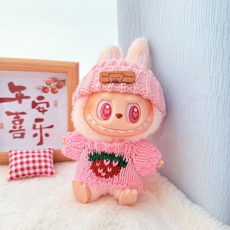 Solo ropa] Llavero de primera y segunda generación Labubu colgante de ropa Rabubu ropa de bebé suéter de punto traje de sombrero