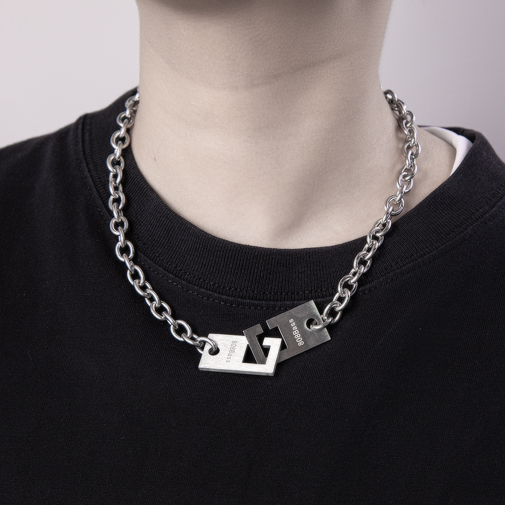 Hip-Hop Geometric Titanium Steel Necklace 1 Piece