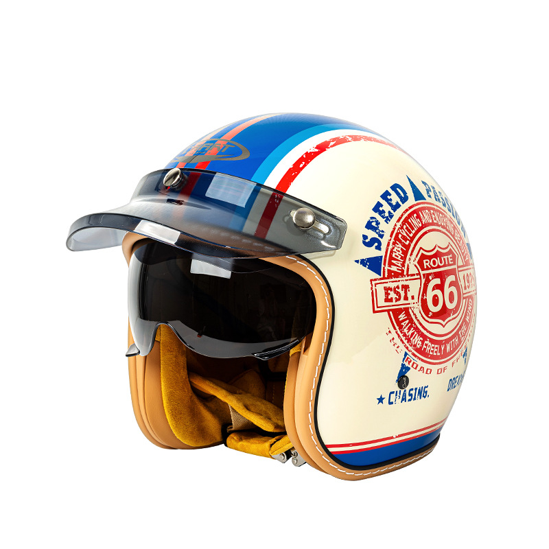 Motosiklet kaskı (dəbilqə) — Changjia Zhixiao Cruiser Half Helmet - beigeroute-66-m