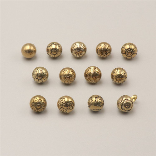Solid brass cheongsam buttons Hanfu Tangzhuang round carved flower buttons retro Chinese style chrysanthemum copper ornaments various patterns