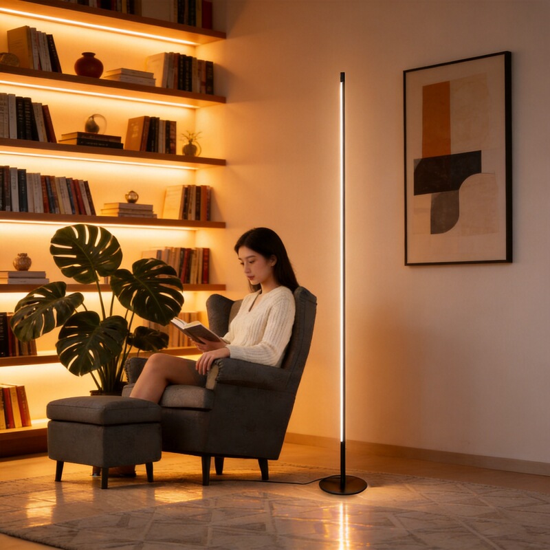 Cross-Border Minimalist Modern Rgb Line Floor Lamp Corner Background Light for Living Room and Bedroom, Warm and Dimmable Ambiance Light