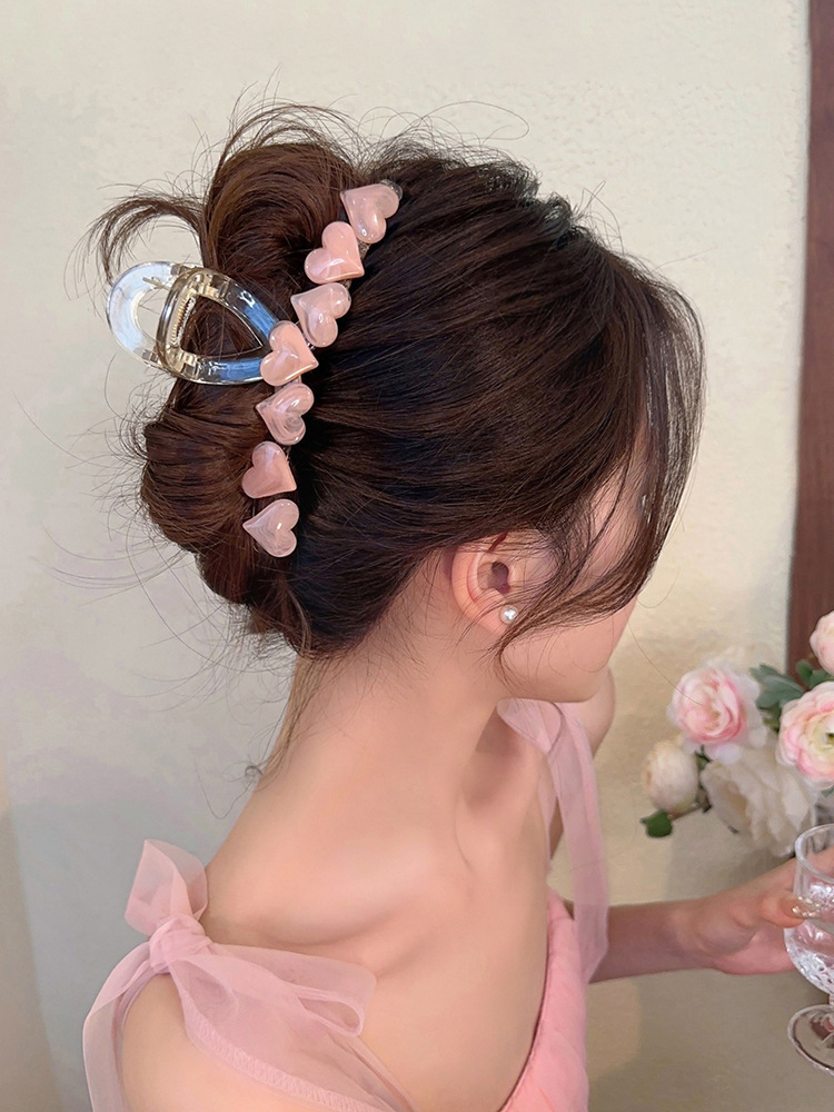 50g Weight Hair Claws Hair Accessories Type 1 Piece Quantity Daily Occasion Plastic Material Heart Shape Pattern Women's Gender Sweet Style Women's Sweet Heart Shape Plastic Hair Claws 7