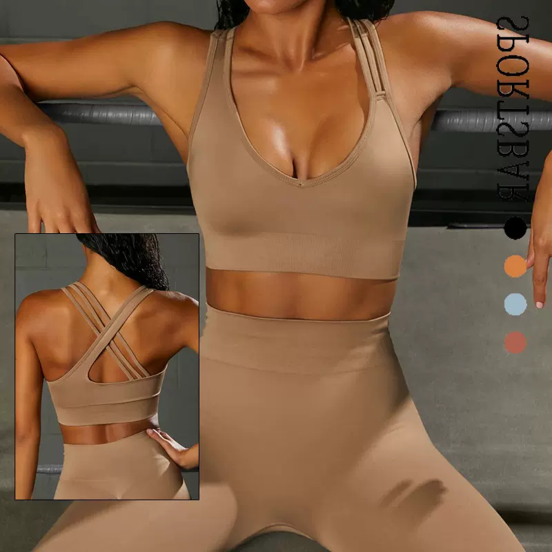 欧美品质跨境针织性感运动背心高腰提臀瑜伽长裤美背瑜伽服套装