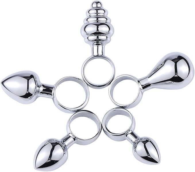 Metal Hand-Pulled Anal Plug, Silver Steel Beads, 6 cm Regular Size — detail image 2