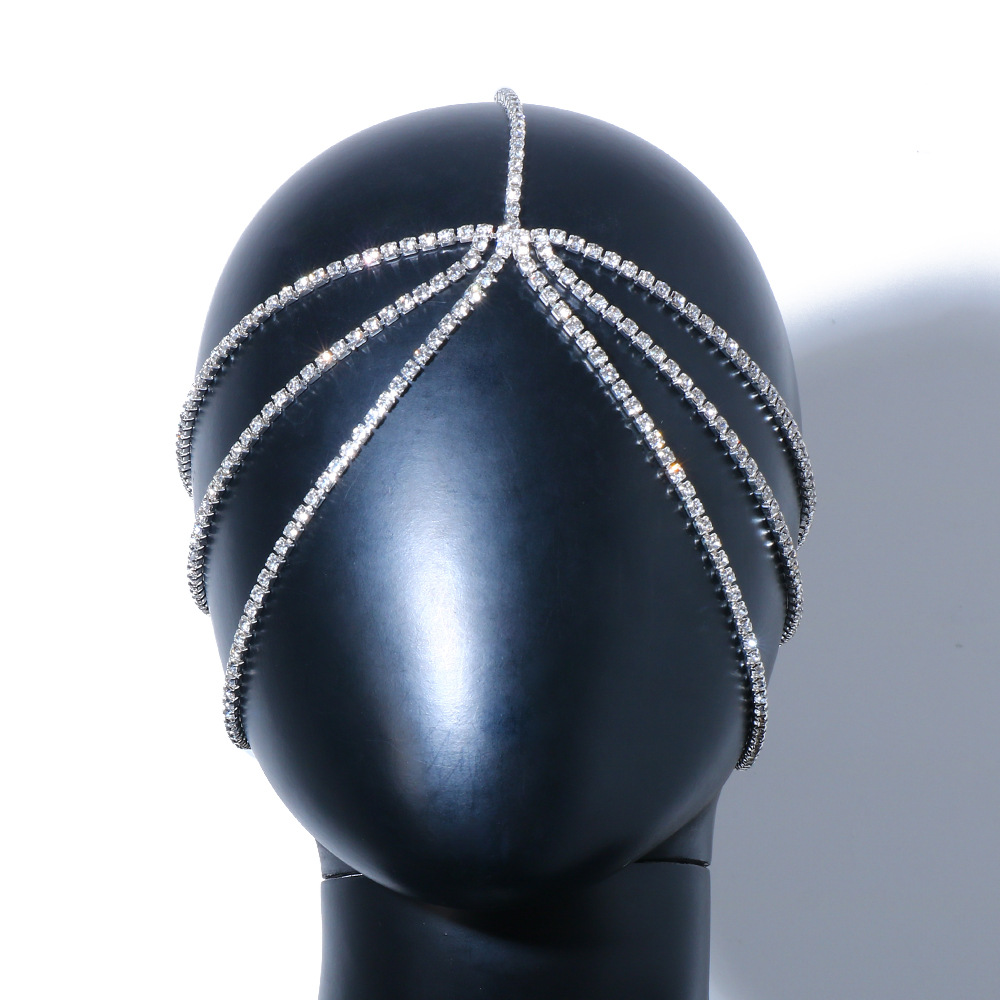 Bohemian style bride rhinestone headdress Nightclub retro multi layer headdress hair chain accessories female chain_voghion.com