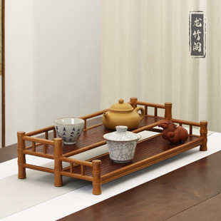 Bamboo Tea Cup Rack Tea Table Tea Set Pot Storage Display Rack Double Layer Cup Drying Rack Handmade Drain Rack Tea Ceremony Accessories Ornaments