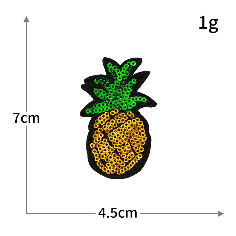 スパンコール刺繍布ラベル卸売コンピュータ刺繍チェリースイカイチゴスパンコールフルーツシリーズ刺繍布ステッカー縫製不要ステッカー|undefined