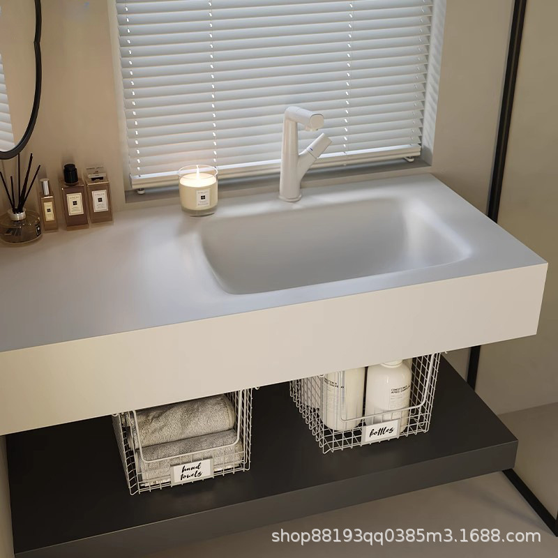 Tablero de roca doblado en caliente, lavabo integrado de cerámica sin costuras, combinación de mueble de baño, tocador moderno, armario de lavado de manos y lavabo