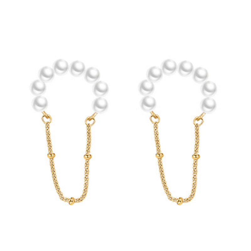 Retro pearl tassel ear bone clip temperament ear clip earringspicture3