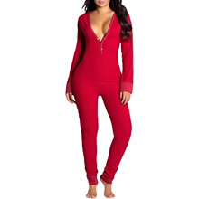 O 10216 Button Front Jumpsuit Pajamas �~��˯�� �羳�W��