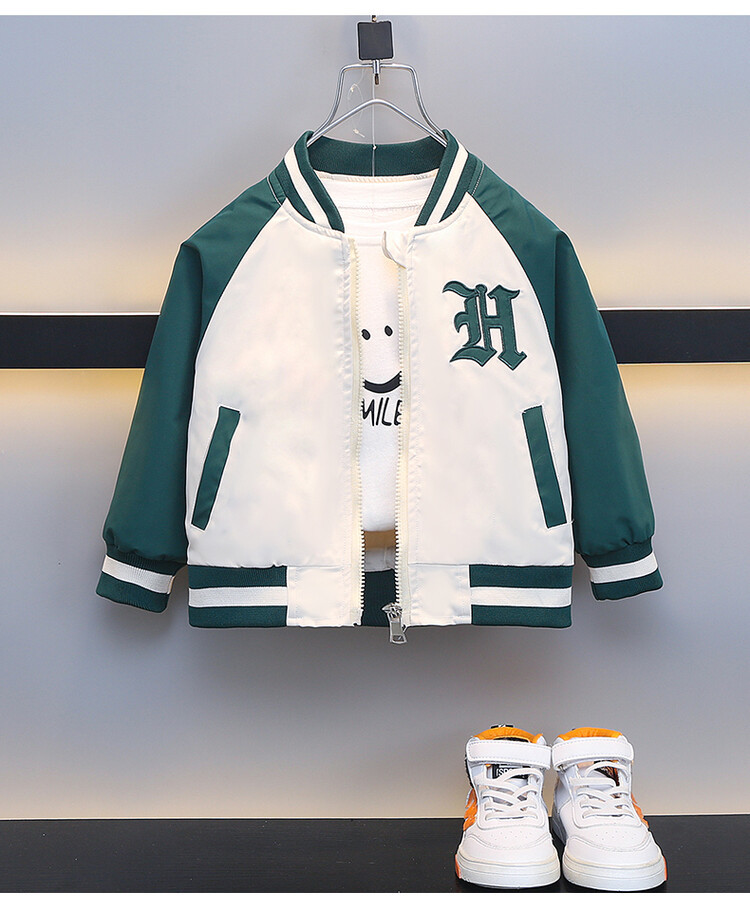 Boys' letter embroidered baseball jacket 2024 Spri and Autumn collection new handsome jacket, trendy children's_voghion.com